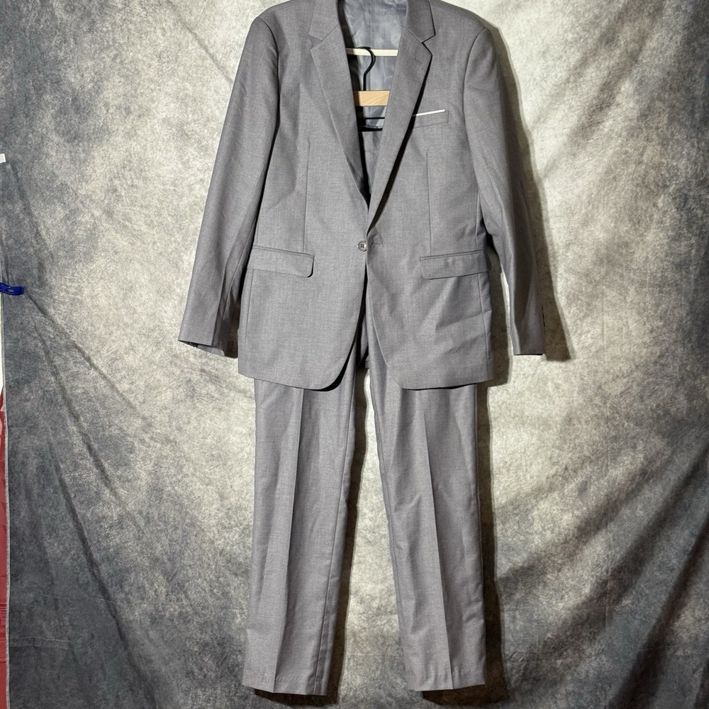 Kudmol Gray 2-Piece Suit Men‎ XS Slim Fit Blazer & Pants 33x32 Modern Formal Set